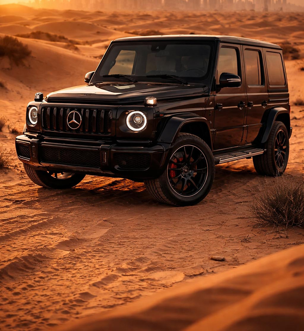 Mercedes AMG G63 desert Dubai luxury SUV delivery experience UAE PrestigeJetSet