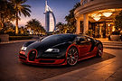 Bugatti supercar Dubai luxury hotel night exotic car concierge service UAE PrestigeJetSet