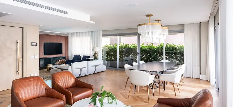 Studio FOS arquitetura interiores iluminação estar jantar pendente cristal rocha design aver metais led automação sanca