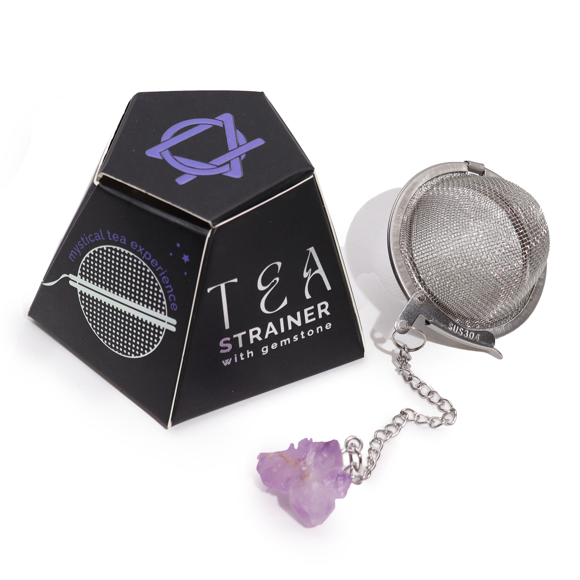 Raw Gemstone Tea Strainer - Available in Multiple Gems