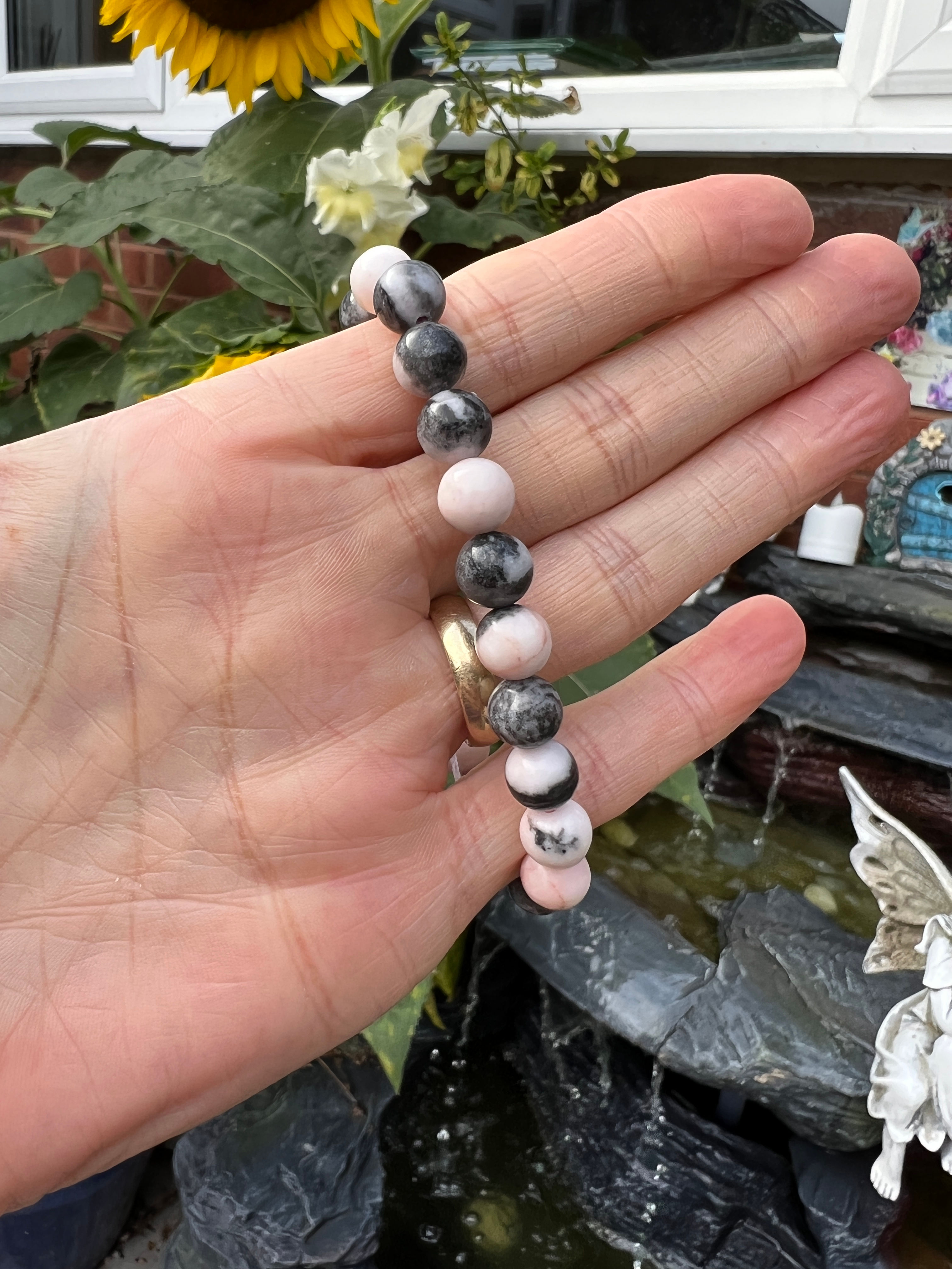 Pink Zebra Jasper Crystal Bracelet