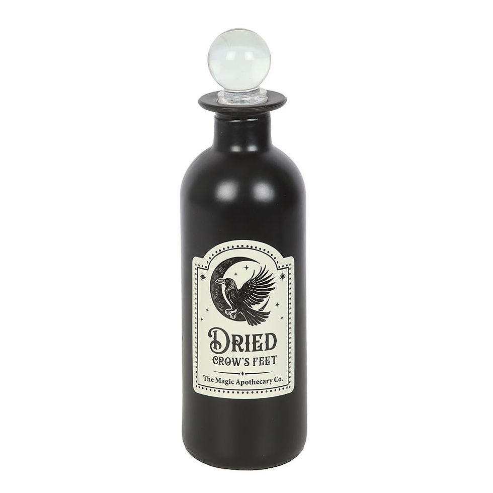 Thumbnail: Dried Crow's Feet Decorative Glass Potion Bottle - Mystic Raven Range