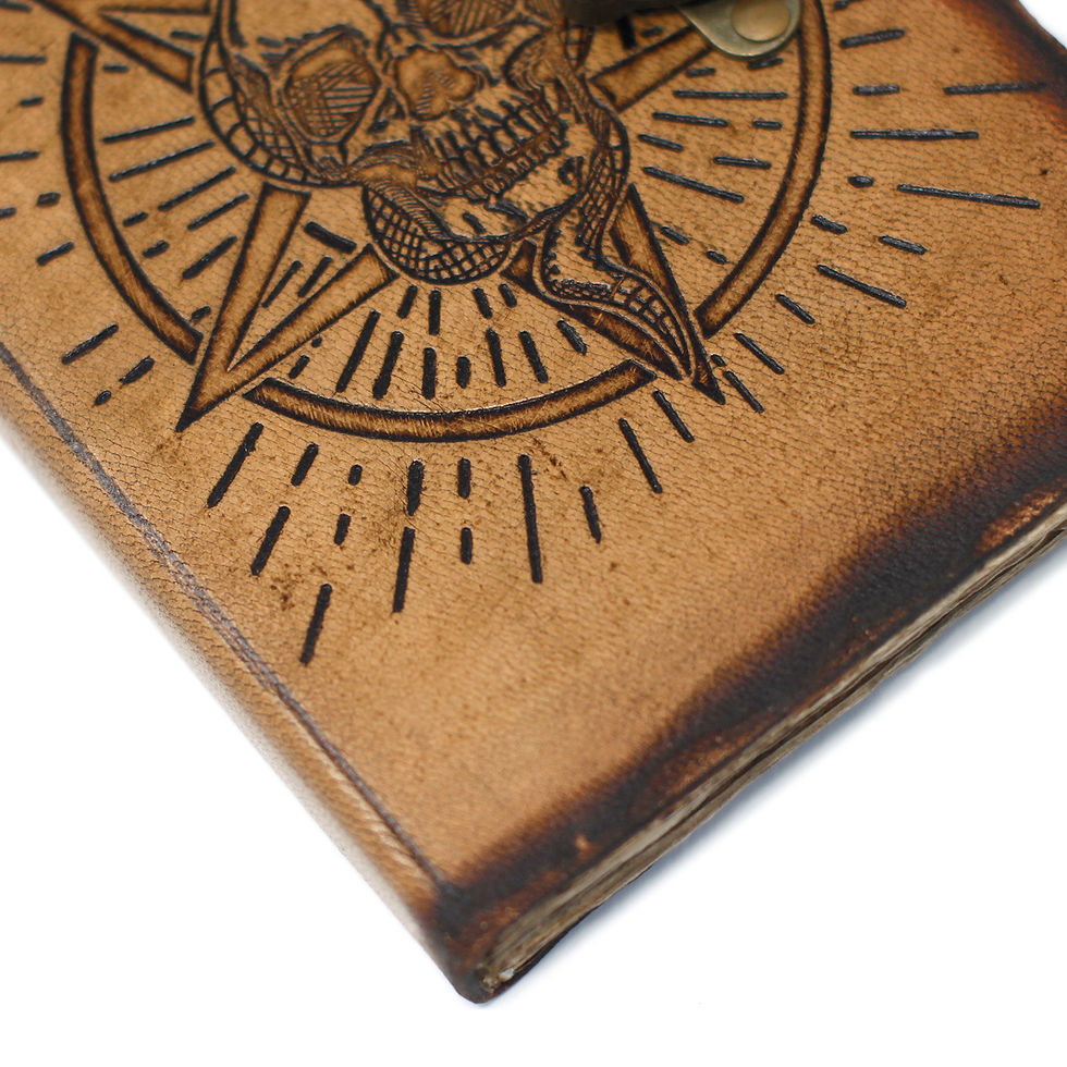 Thumbnail: Leather Pentagon & Skull with Burns Detail Notebook (7x5")