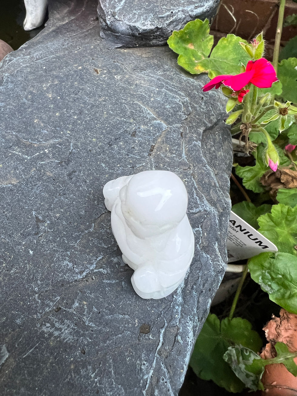 Thumbnail: Laughing Buddha Statue 3.7cm x 3.7cm in White Jade