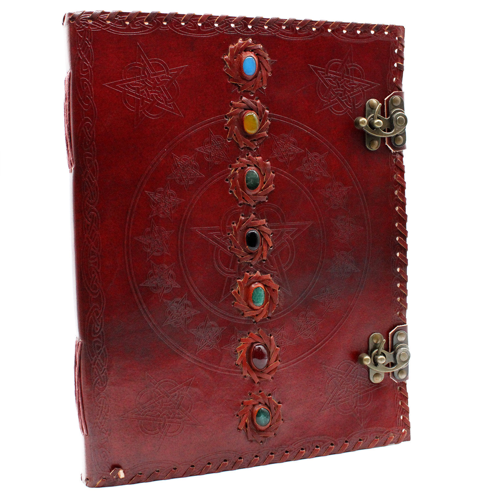 Large Leather Chakra Notebook / Journal (10"x13")