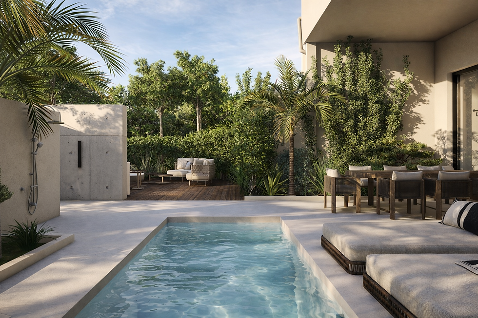 Delivery 2026.
The KR.04 project consists of the complete renovation of a 150 m² house combined with the redesign of a 200 m² garden. The intervention redefines both the interior architecture and the outdoor spaces to create a continuous relationship between the house and its landscape.