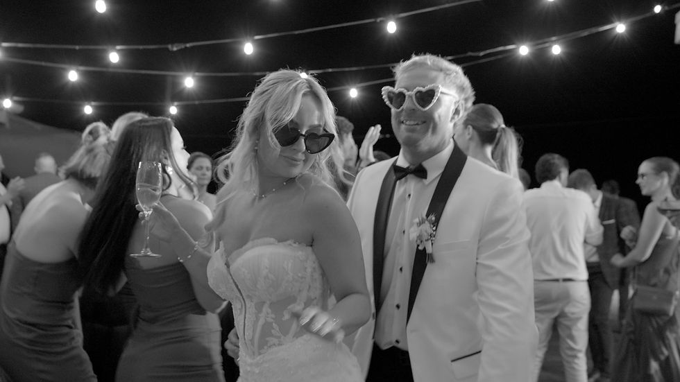 Misty and Mitchell dancing together at their wedding reception Wills Domain, Margaret River.
