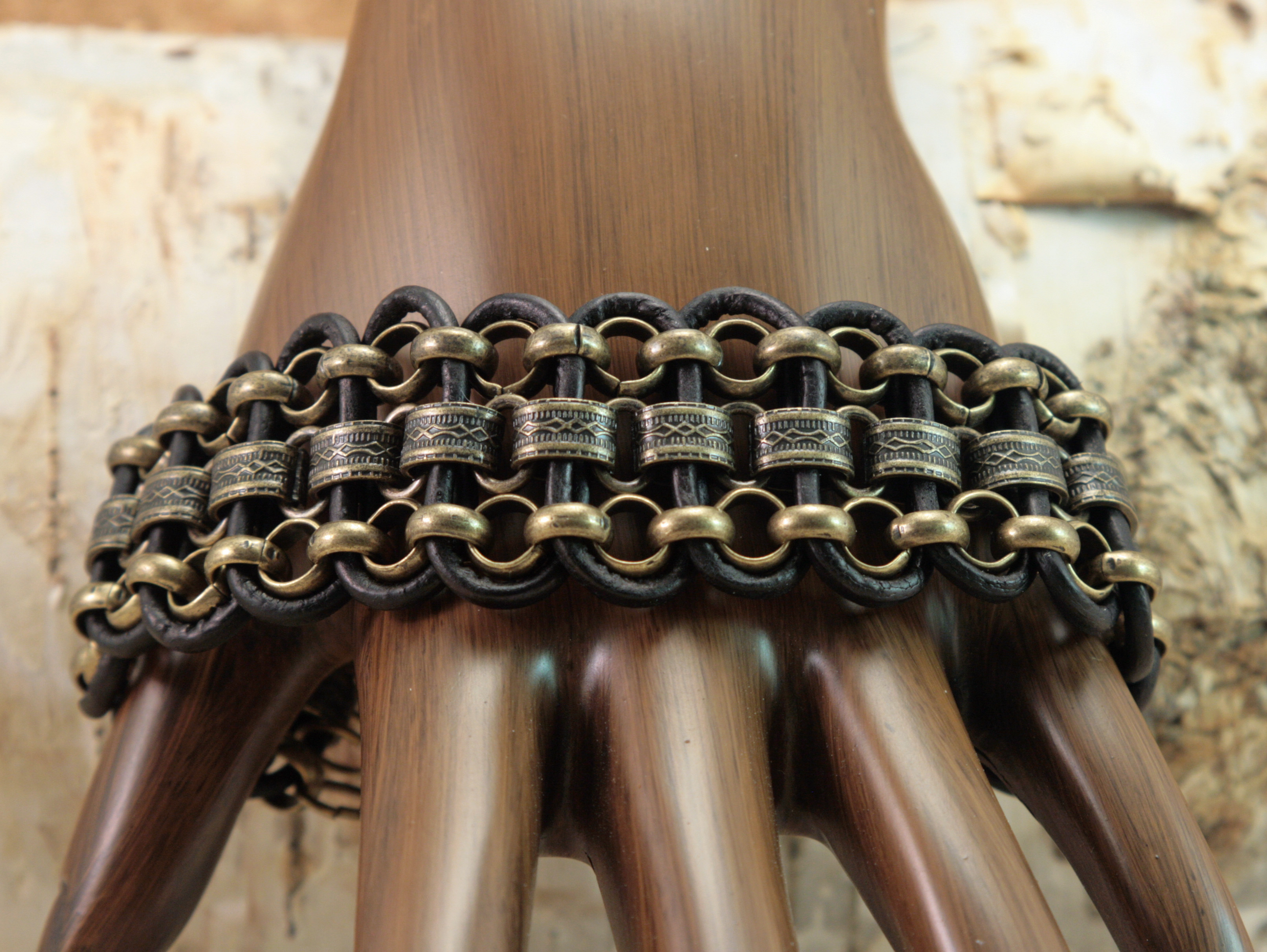 Bead Cellar Leather & Chain Cuff