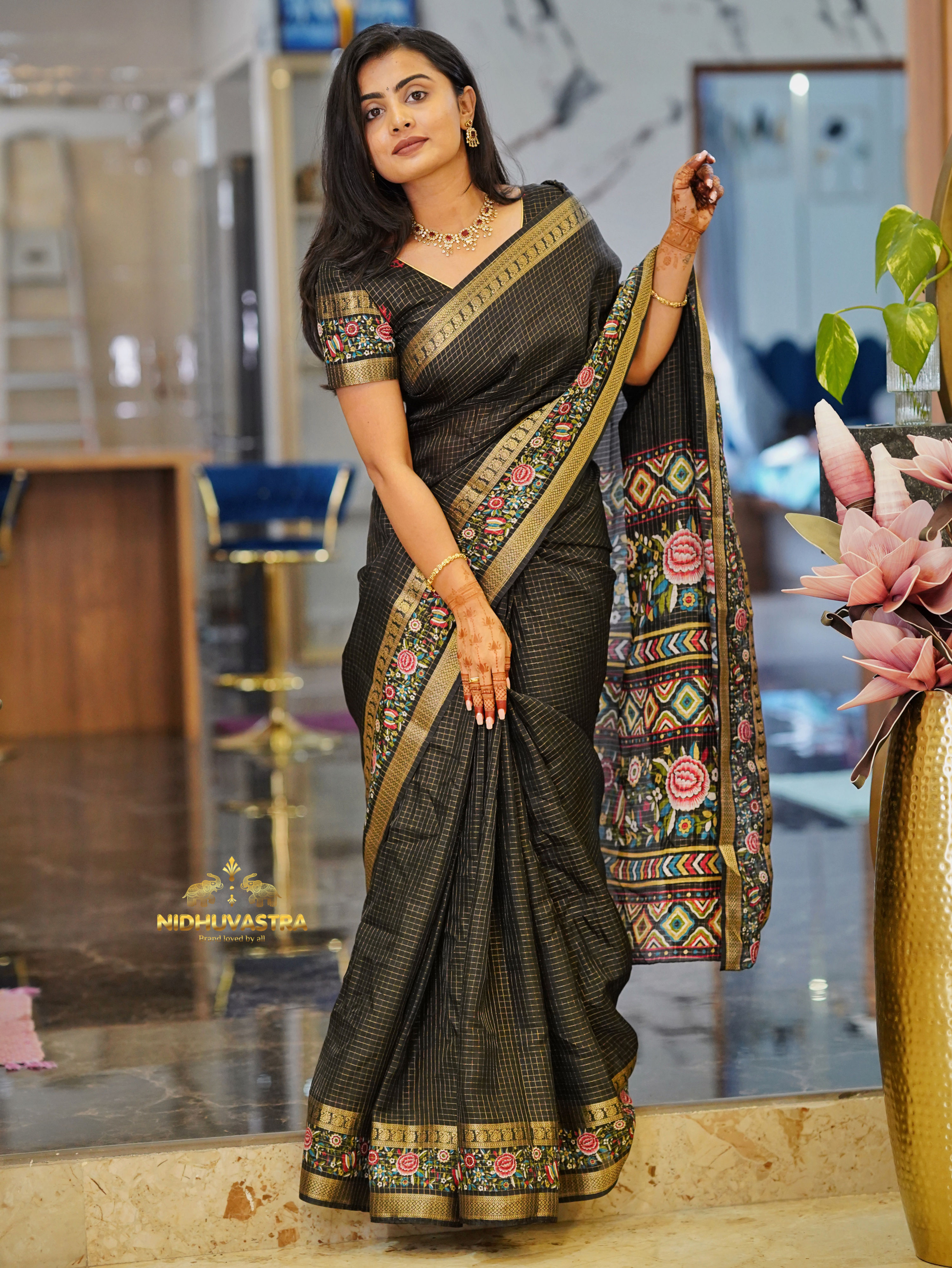 Black colour Fancy saree (code055)