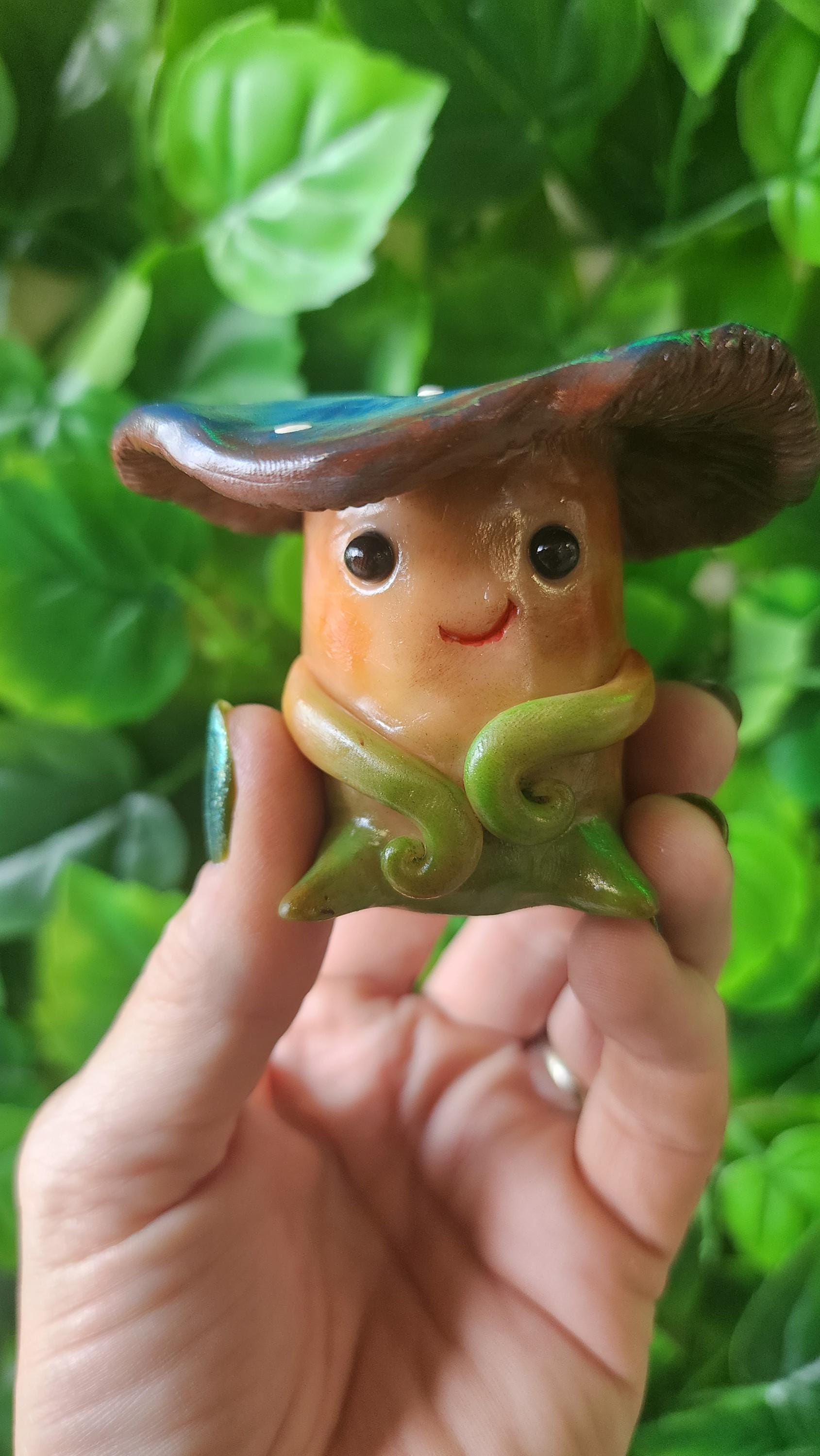 Blue Fantasy Butt-Un Mushroom - Fairy Garden Accessory