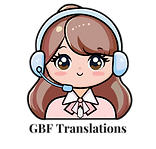 Logo of a girl with a blue headset and the words GBF Translations