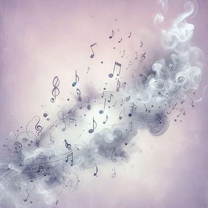 DALL·E 2024-01-15 22.03.49 - Image with a light purple background, featuring musical notes