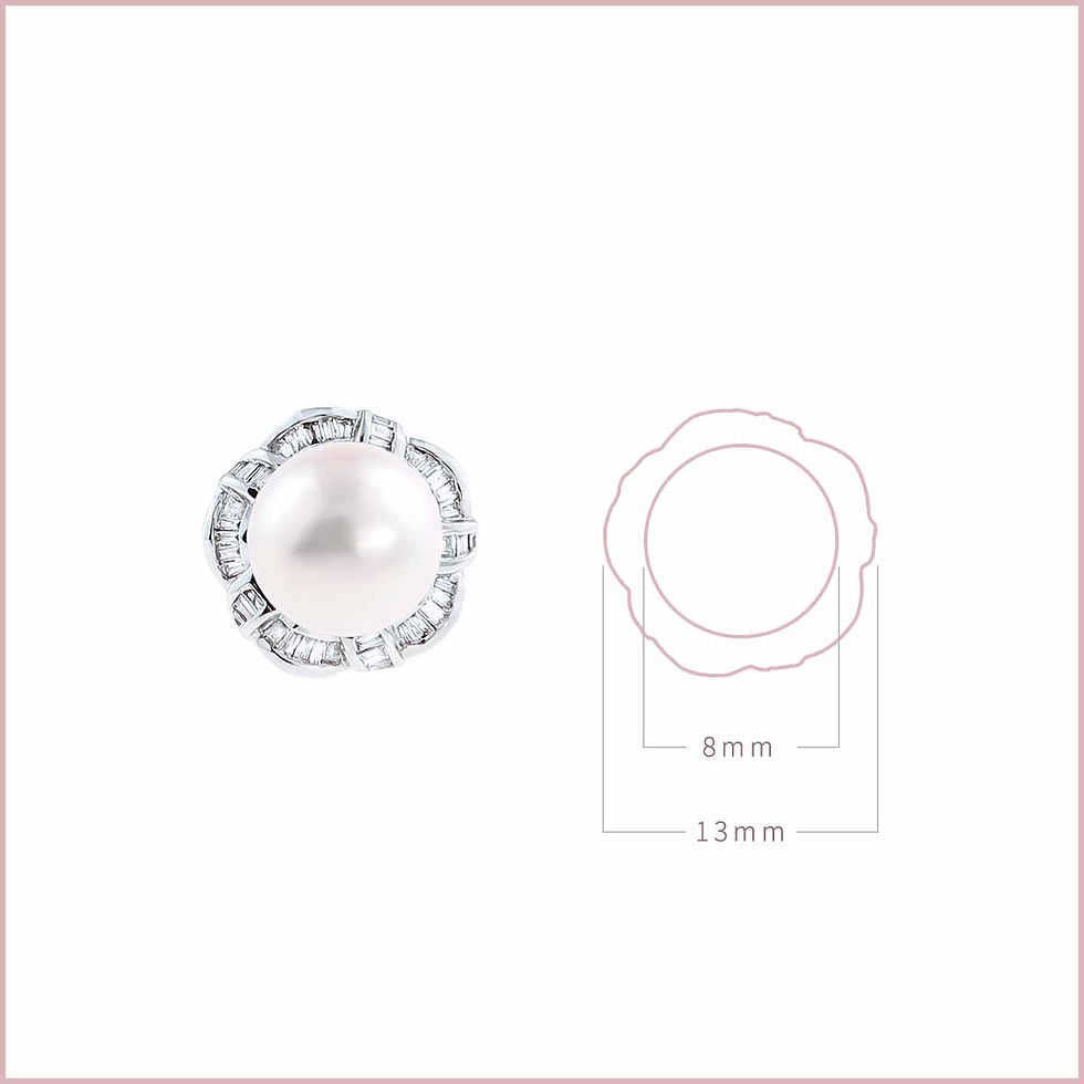 Thumbnail: White Akoya Pearl and Diamond Stud Earrings - E0401-01