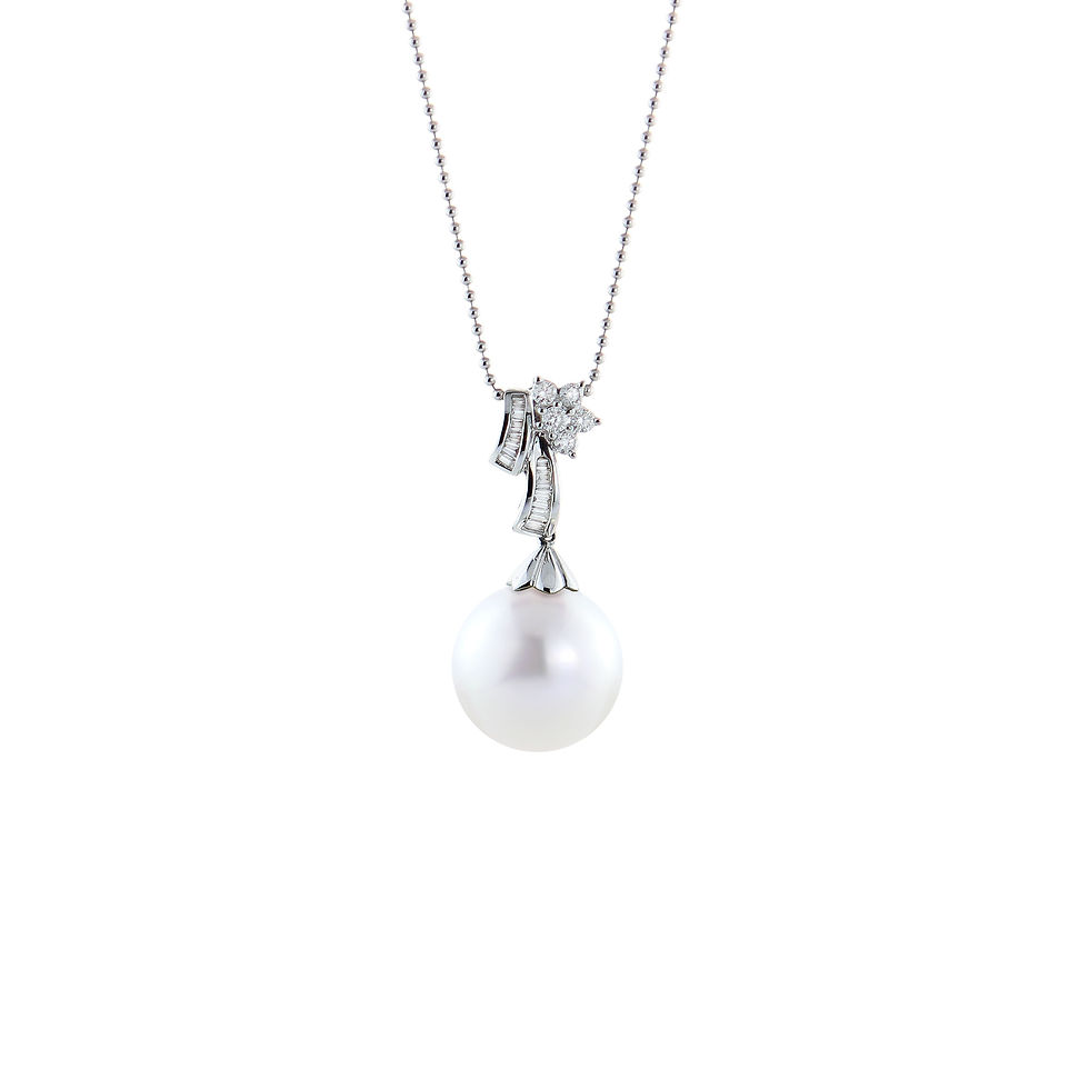 Thumbnail: White South Sea Pearl and Diamond Pendant - E0601-01