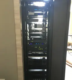 RACK FULLY EXTENDED FROM HIDDEN SPACE