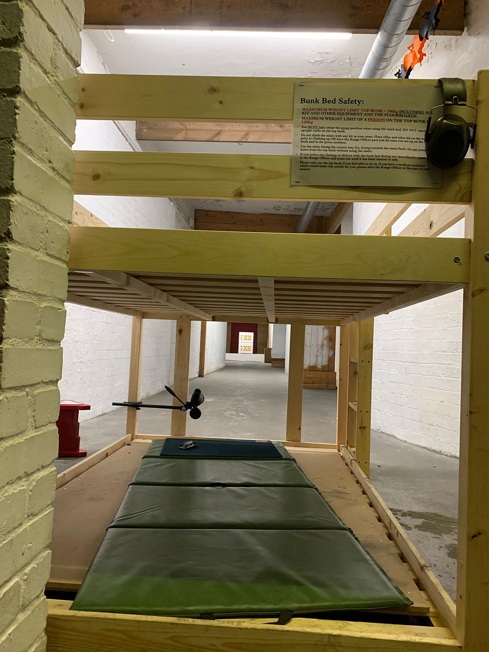 A view from the bottom bunk, looking downrange at the stacked target holder!