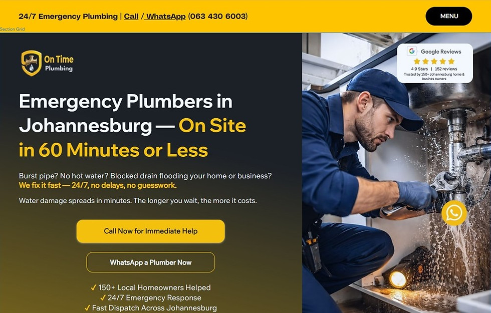 On Time Plumbing Hero Section recreated by ClarityMade using The Clarity Conversion System (32)