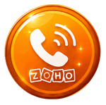 Orange glowing Zoho telephony icon representing connected cloud-based business phone communication systems.