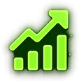 Growth chart icon representing increased bookings and business growth.