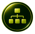Green workflow icon representing structured operational implementation and connected systems.