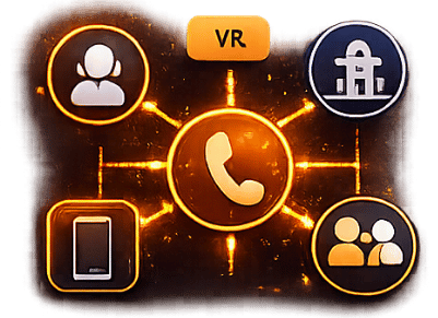 Call routing and coordination illustration showing intelligent call distribution, team communication routing, operational coordination, and connected customer communication workflows.