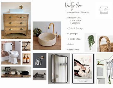 Mood Board Virtual Room Design for a bathroom in solihull.