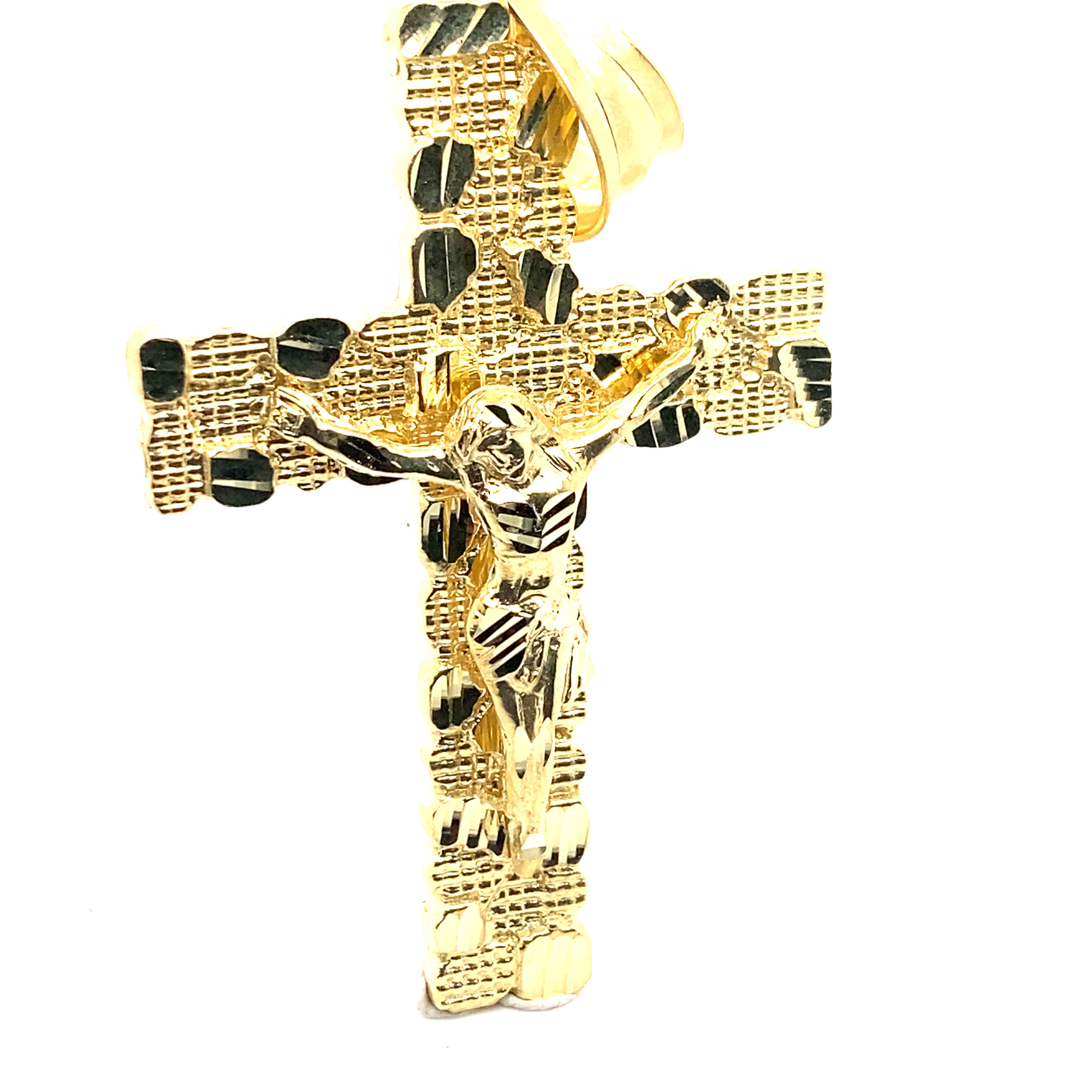 Beautiful HUGE Handcrafted 10k Solid Yellow Gold Jesus Christ on Cross Pendant
