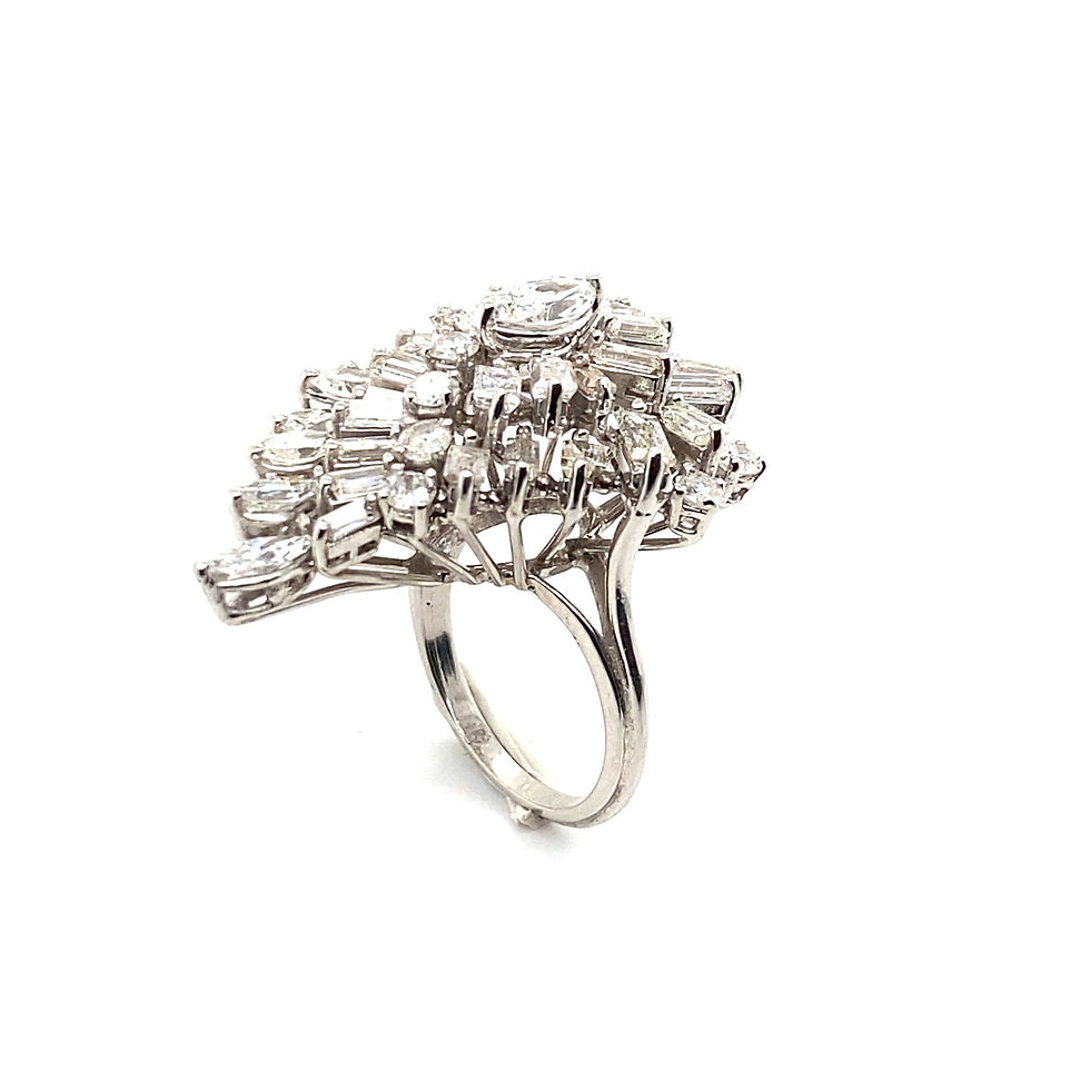 Thumbnail: Stunning IGI Certified 6.13 Carats of Diamonds and 14K White Gold Cluster Ring