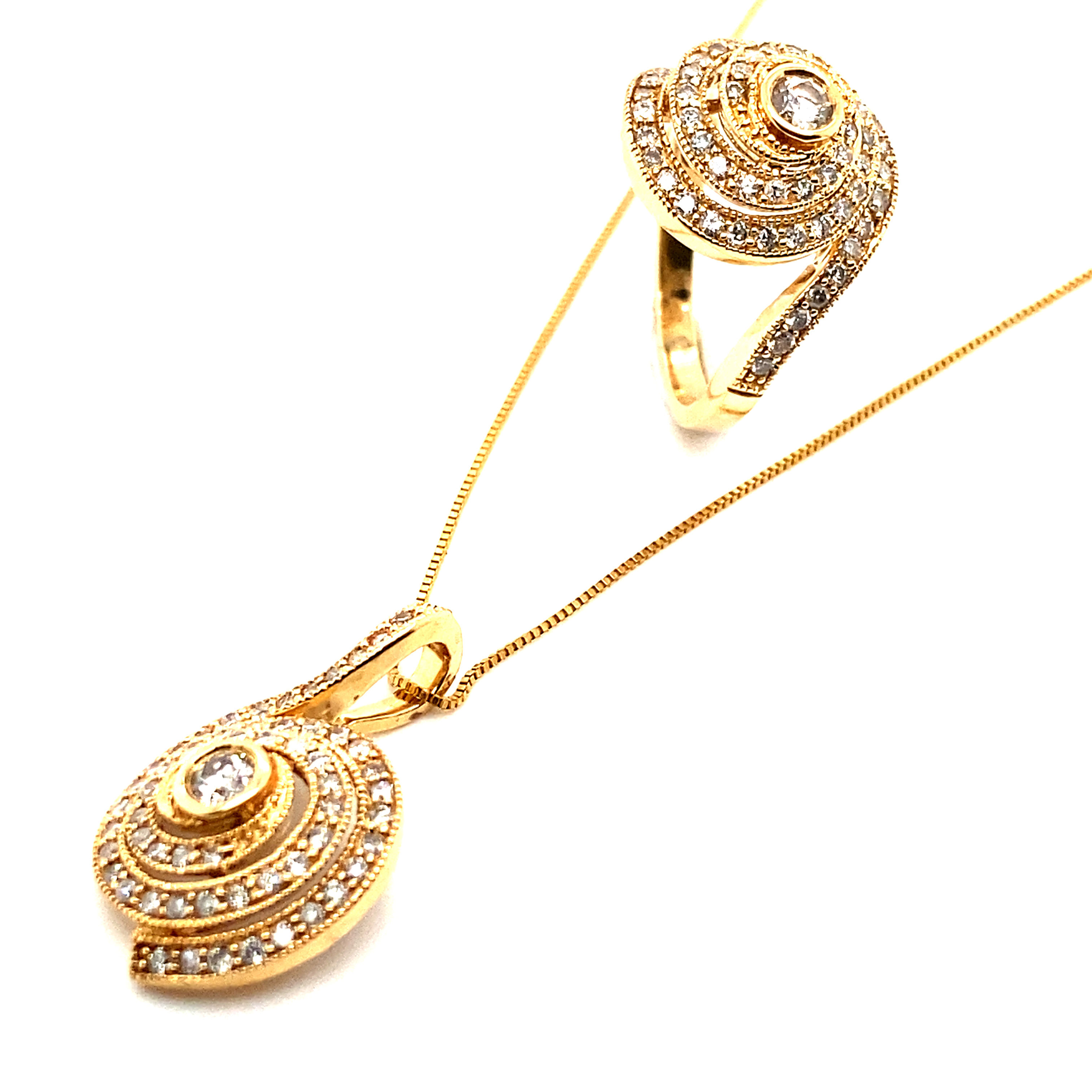 GORGEOUS! Diamond Ring & Necklace w/Matching Diamond Pendant Handcrafted 14K