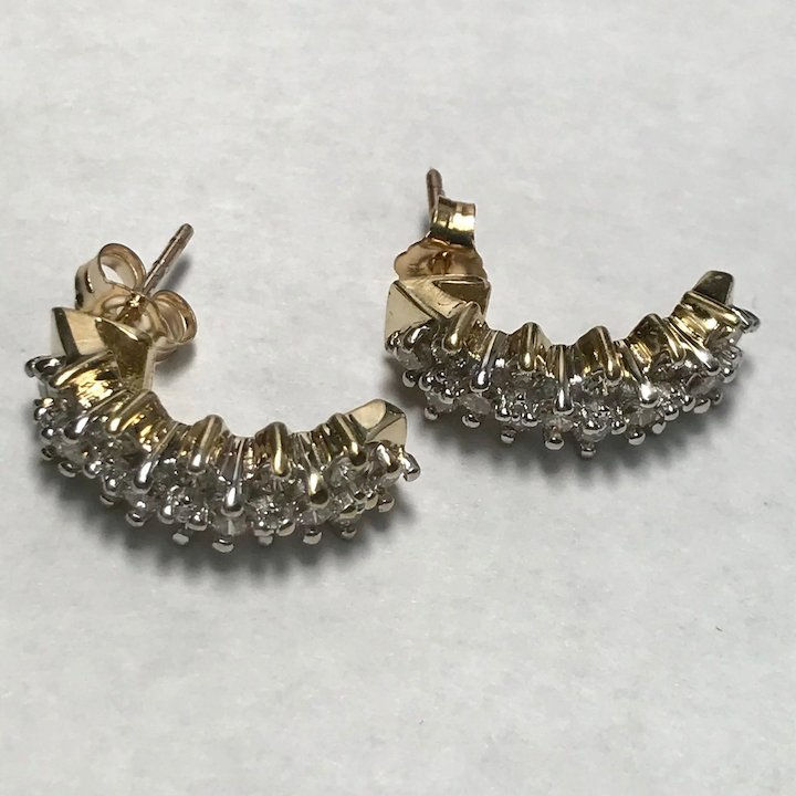 Thumbnail: 14 k Yellow Gold 1.00 CTW Diamond Earrings