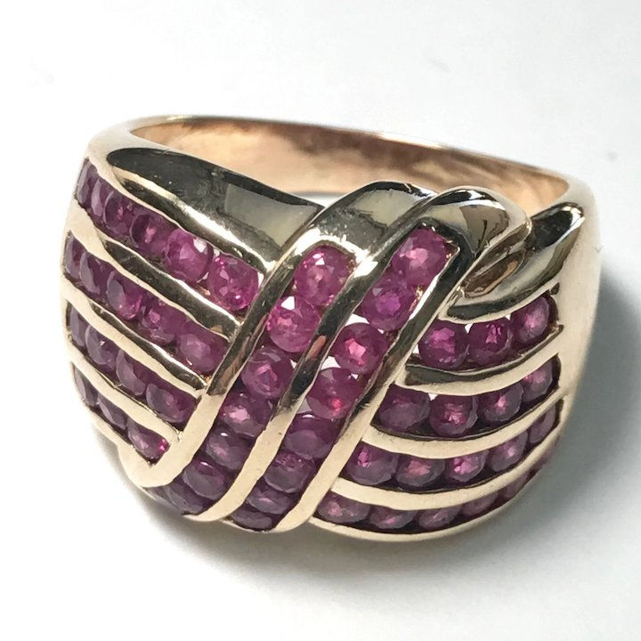 Thumbnail: 10 k Yellow Gold 1.00 Ct Ruby Wide band