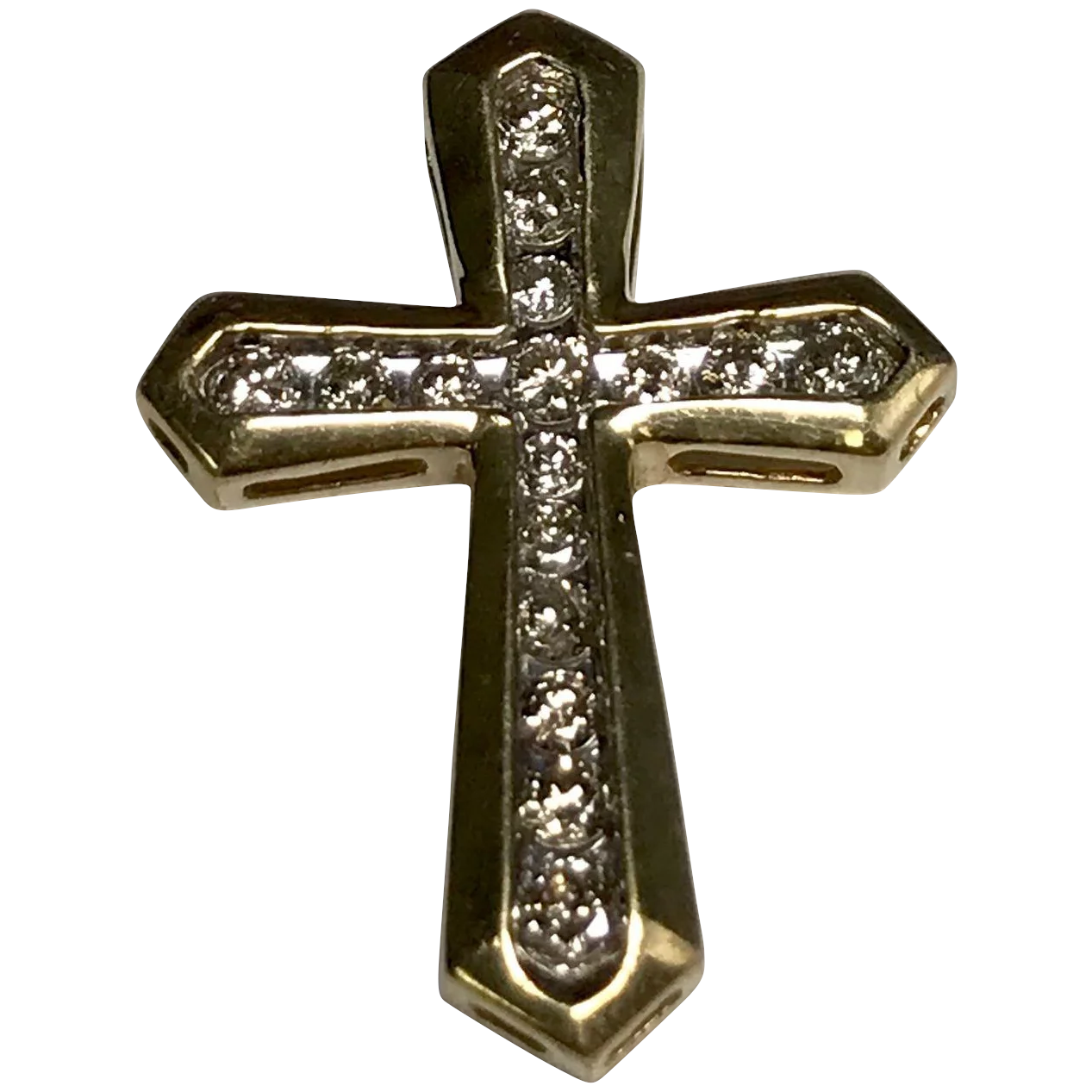 10 K Yellow Gold 0.25 CTW Diamond Cross