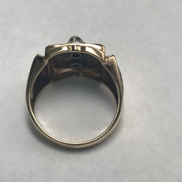 Thumbnail: 10 K Yellow Gold Elk BPOE Ring w/ Enamel