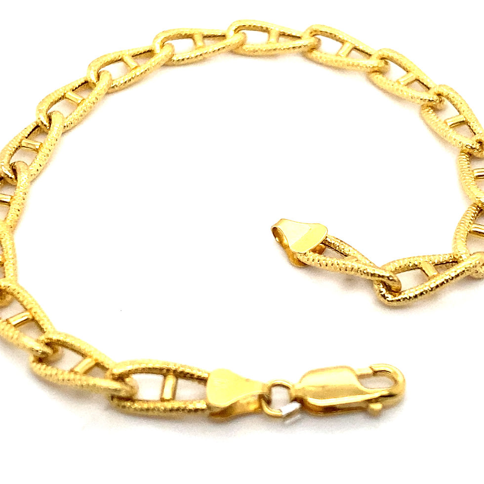 Thumbnail: Fancy Link Satin Finish Handcrafted 14k Gold Bracelet Measures 7.5