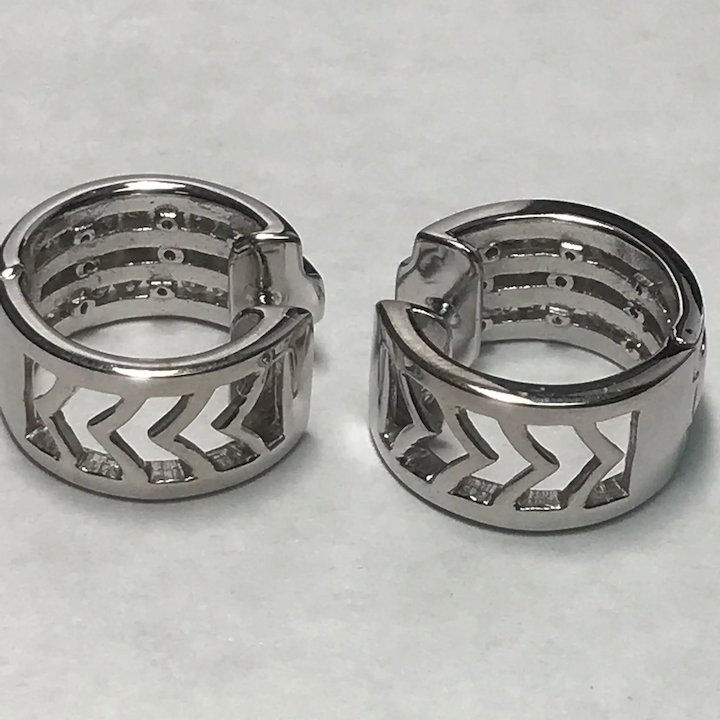 Thumbnail: 14 k White Gold 1.00 CTW Diamond Huggie Hoops