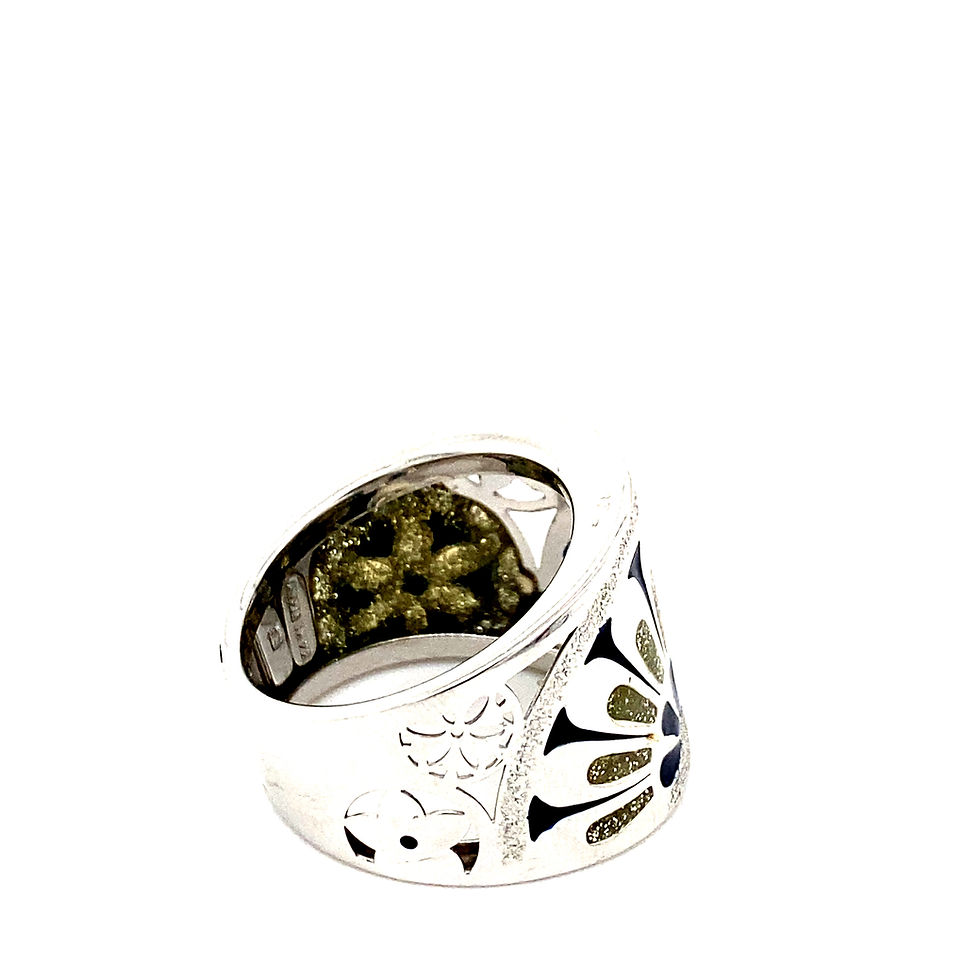 Thumbnail: Beautiful Unique Thick Cocktail Statement Ring 14K White Gold
