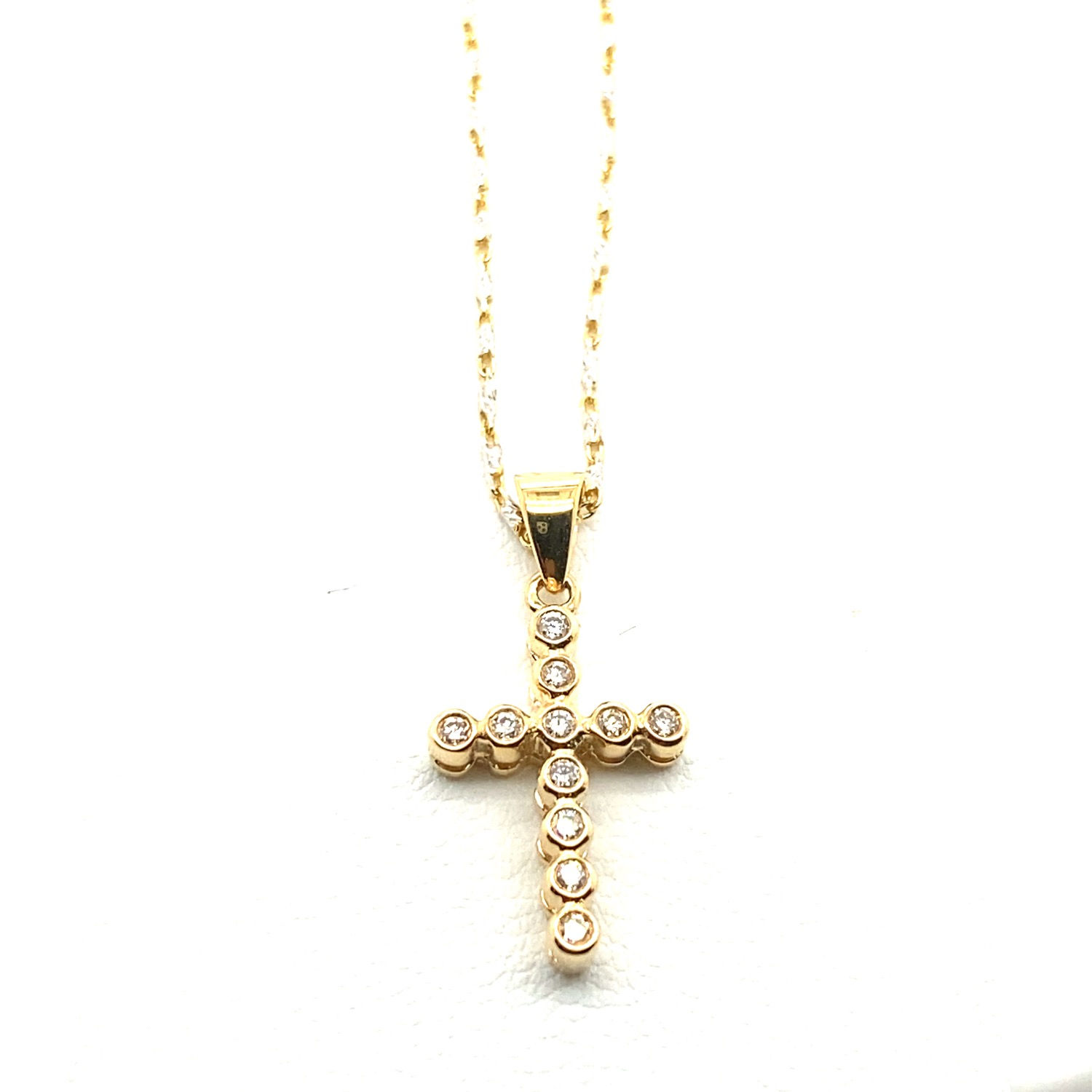 14K Gold Diamond Cross Necklace 