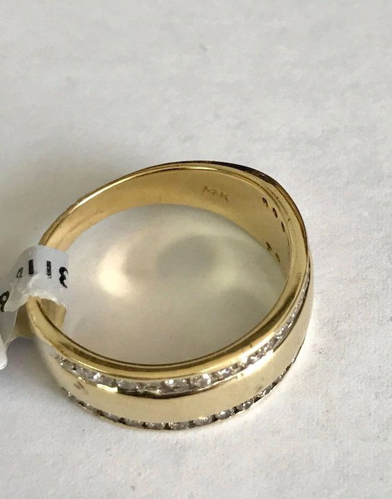 Thumbnail: Vintage 14 K Yellow Gold 38 Diamond Unisex Wedding Band ~ IGI Certificate
