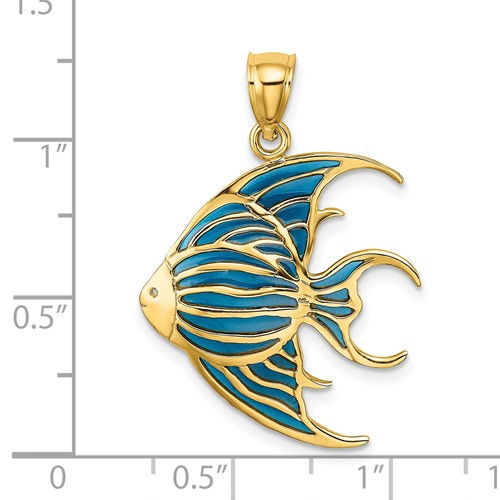 Thumbnail: 14k Yellow Gold w/Blue Enameled Angelfish Charm Pendant GORGEOUS!