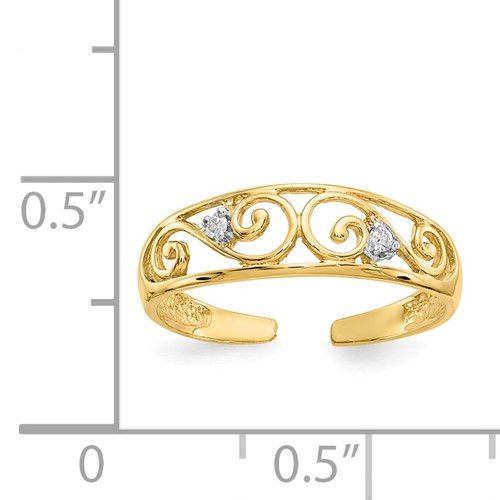 Thumbnail: Gorgeous Fancy 14k Yellow Gold & Diamond Toe Ring NICE!