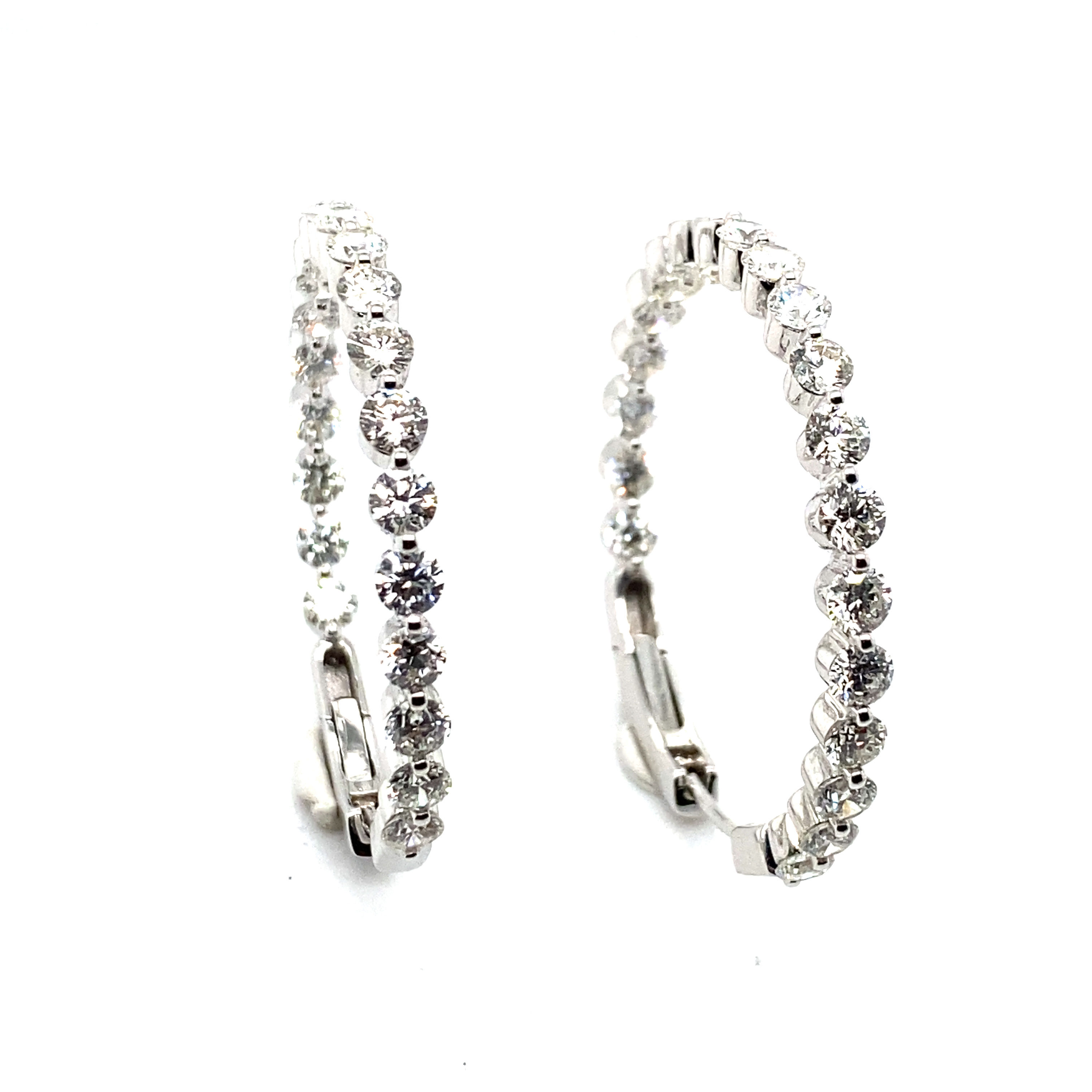 Beautiful Certified 5ct Diamond & 18k White Gold Loop Round Earrings GORGEOUS!