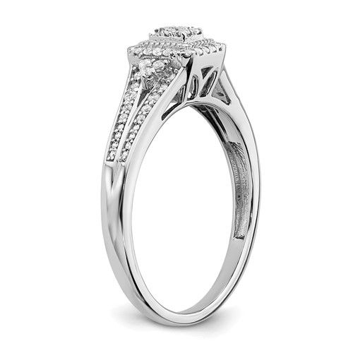 Thumbnail: Handcrafted 10k White Gold & Diamond Cluster Engagement Ring