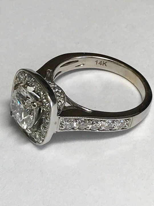 Thumbnail: 14 K White Gold 1.51 Round Diamond GIA Engagement Ring