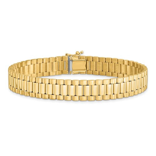 Thumbnail: Men's  14k Yellow Gold Fancy Link Thick Heavy Statement Bracelet Measures 8.5"