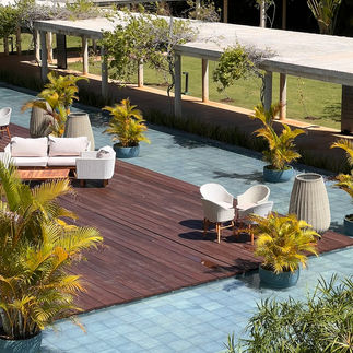 The modern yet serene amenities and seating areas around the Live Aqua Punta Cana resort grounds