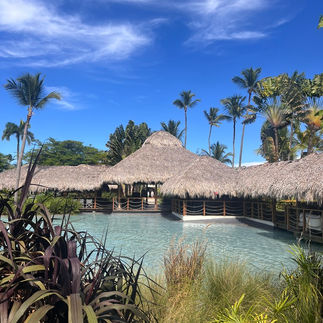 Overwater huts among the Dreams Flora resort property