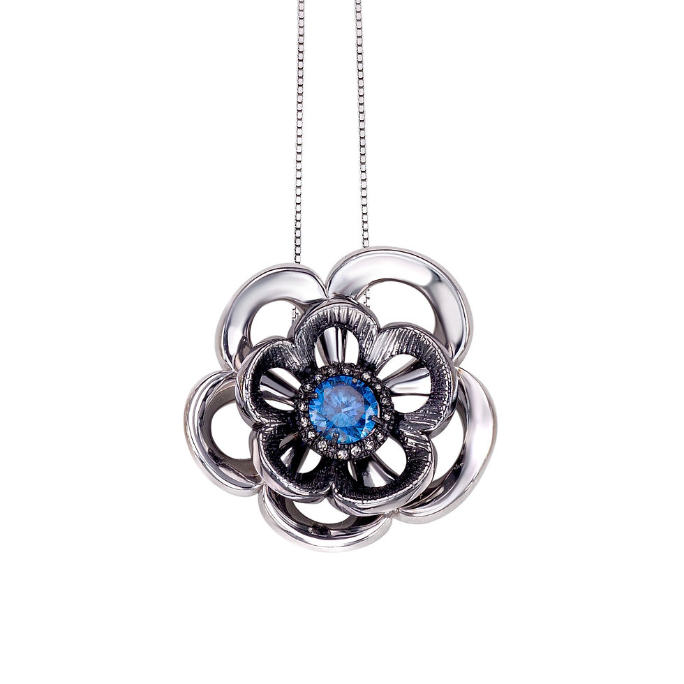 Rose Necklace with Blue Swarovski Crystals