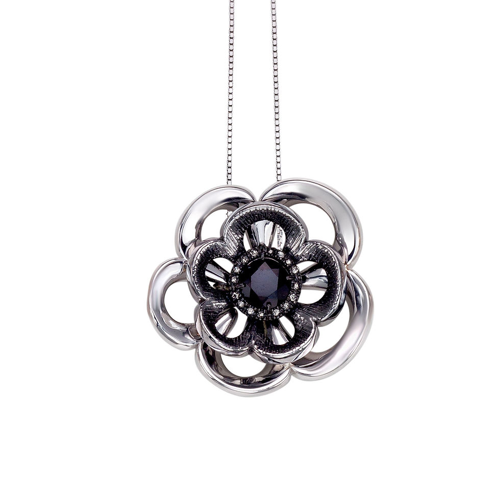 Rose Necklace in 925 Sterling Silver Black
