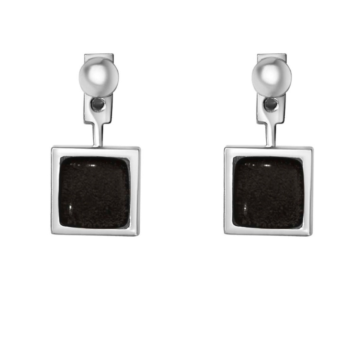 Polar Night Box Earrings - Jet Black