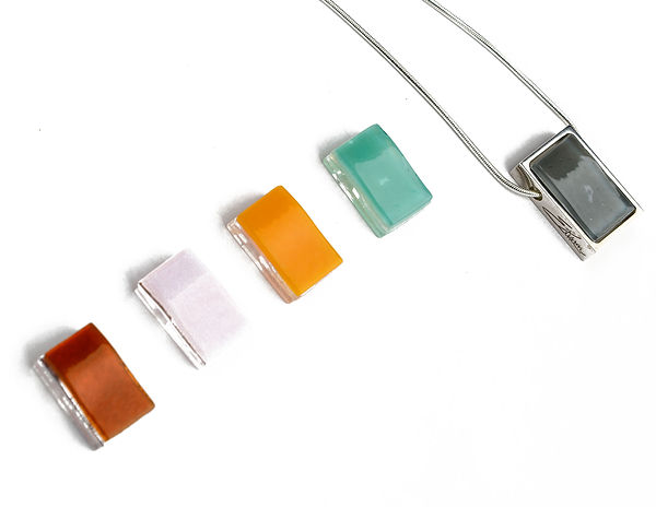 Northern Lights Glass Necklace in 925 Sterling Silver